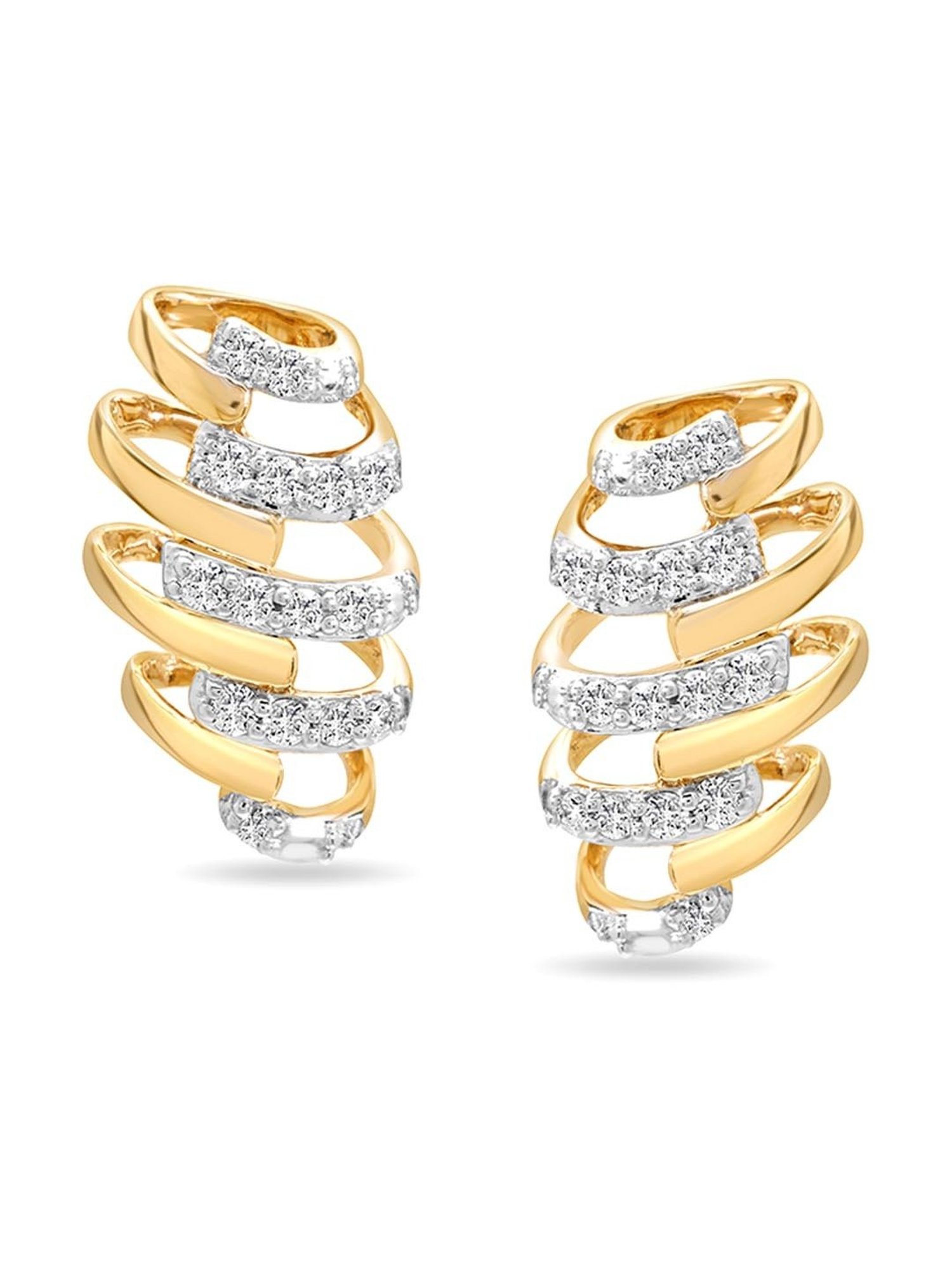 Mia by Tanishq Nature's Finest 14k Gold spiral sparkle Diamond Stud Earrrings for Women