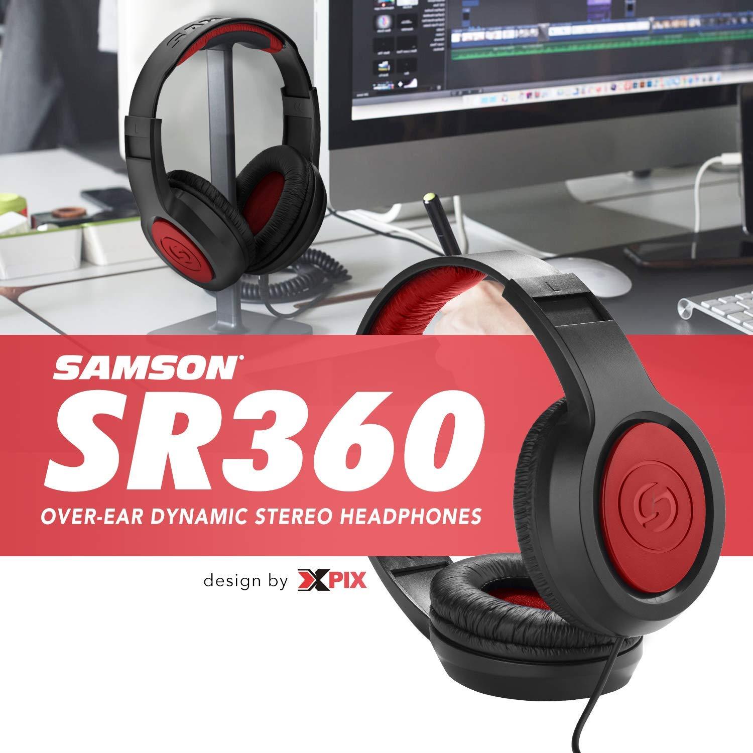 Focusrite Scarlett 8i6 8-in 6-out USB Audio Interface + Samson SR360 Over-Ear Dynamic Stereo Headphones, Cables, and Fibertique Microfiber Cleaning Cloth