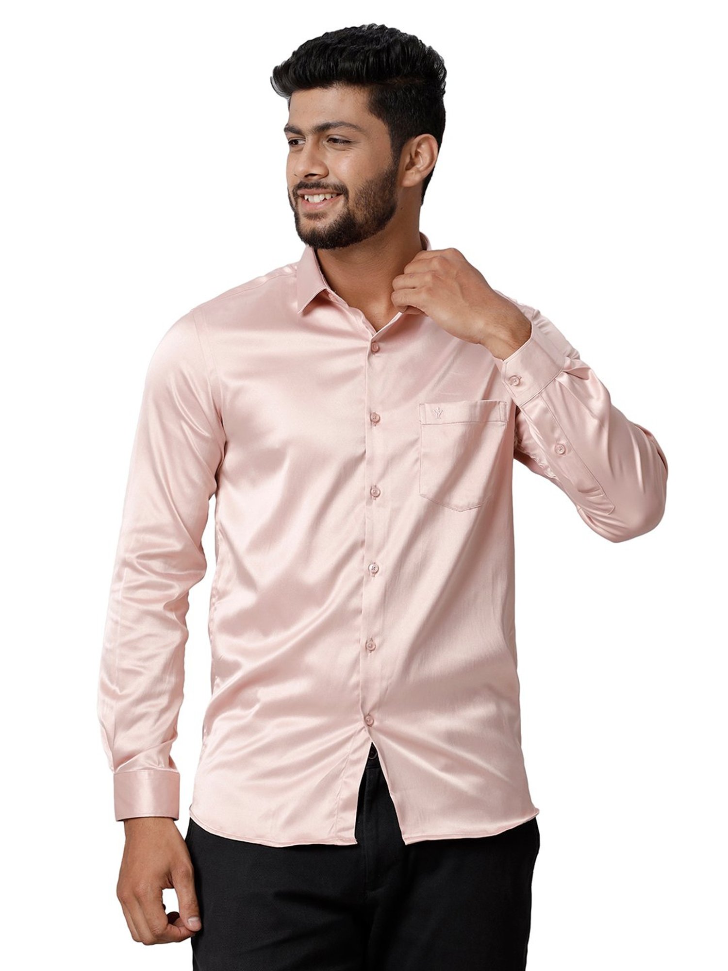 Ramraj Light Pink Regular Fit Full Sleeves Shirt