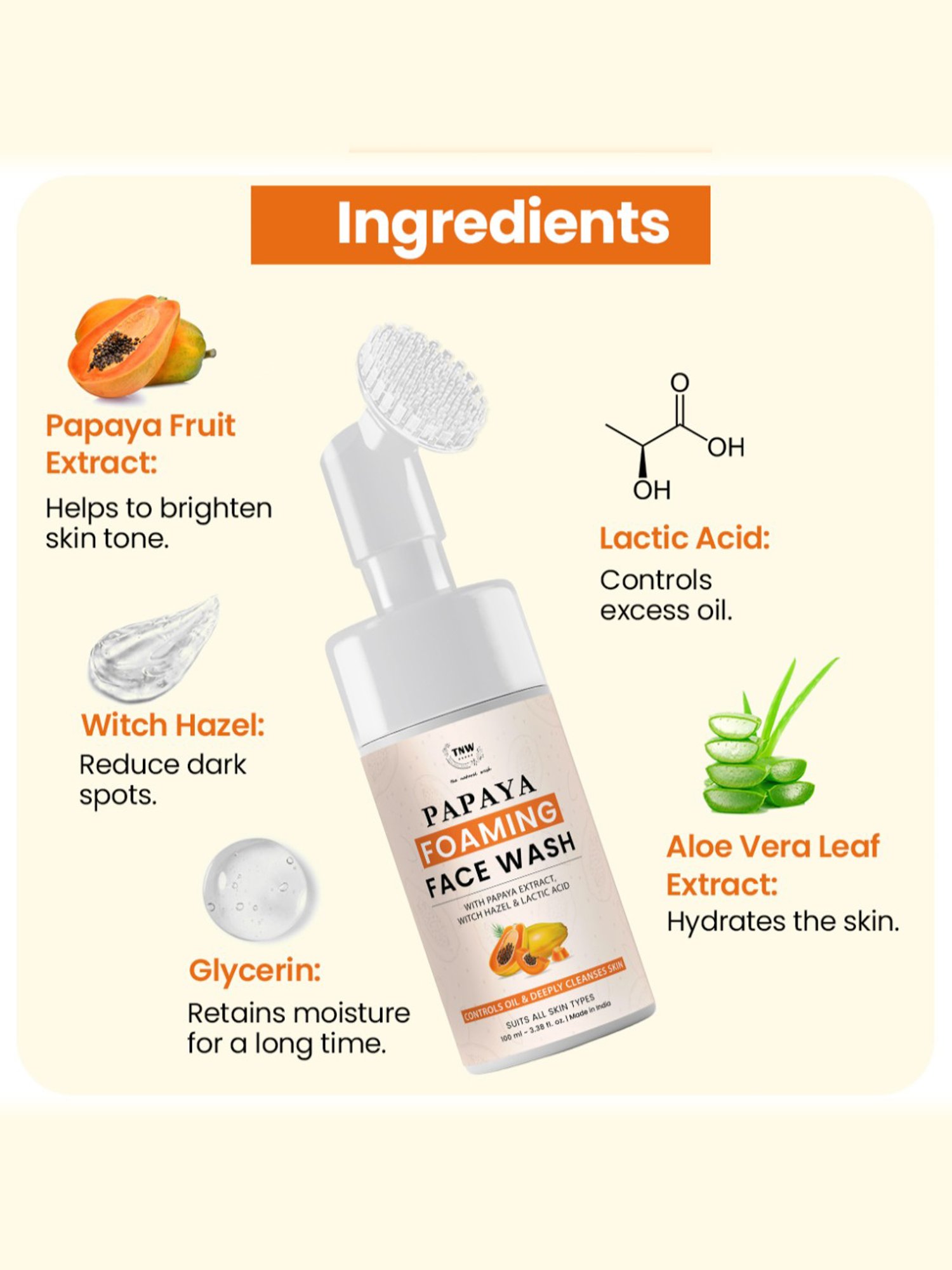 TNW-The Natural Wash Papaya Foaming Face Wash - 100 ml