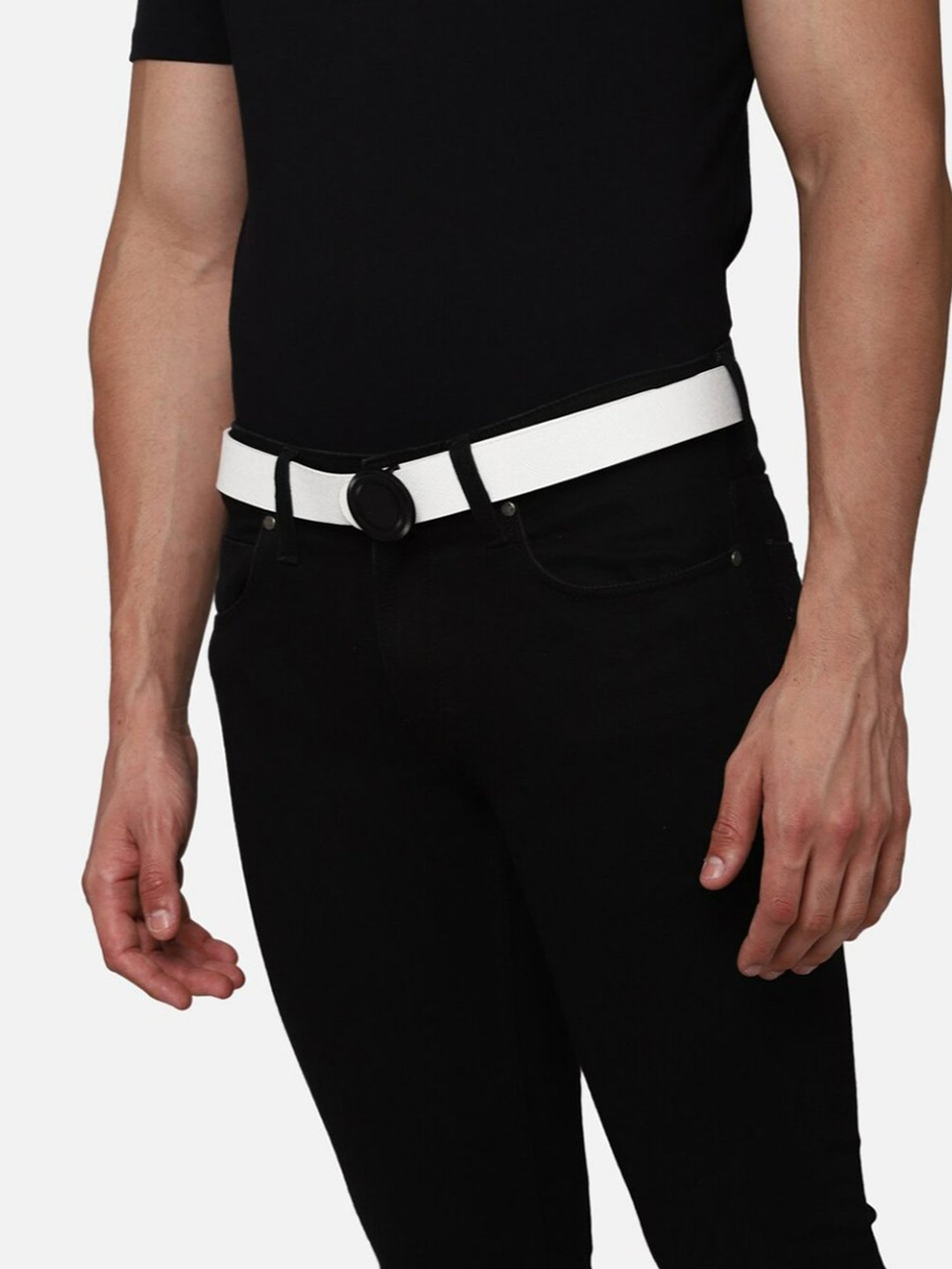 Louis Philippe White Leather Casual Belt for Men