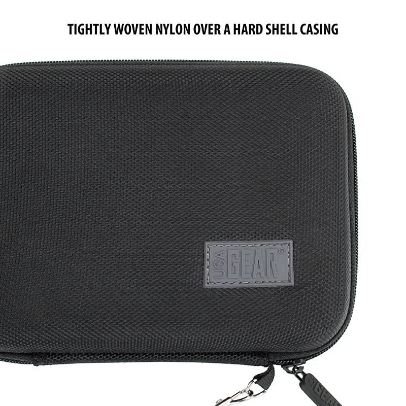 Travel Electronics Organizer 65 Inch Zipper Case with Hard Shell Case Exterior and Accessory Pocket Charger Organizer Accessory Organizer Cable Travel Organizer and More Black