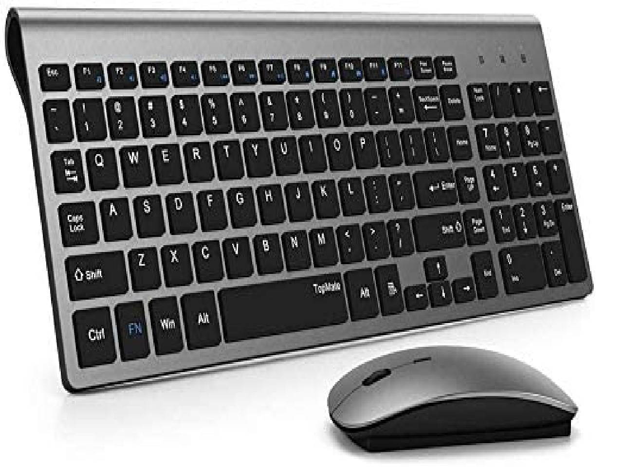 Wireless Keyboard and Mouse Combo, 2.4G Ultra Slim Compact Full Size Quiet Scissor Switch Keyboard and Mice Set for Windows, Mac OS, Laptop, PC - (White)