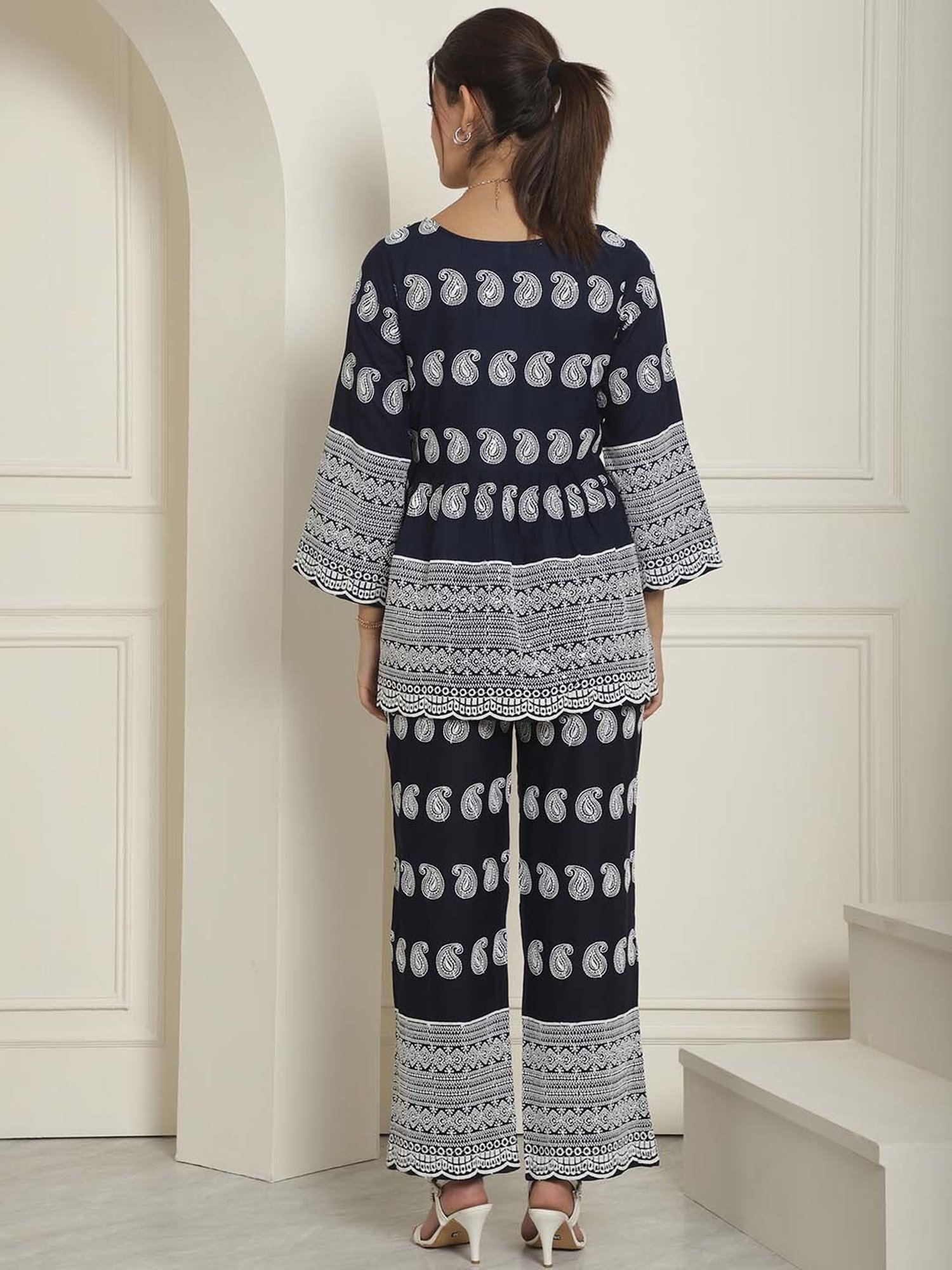 Indian Needle Navy Tunic & Pant Set