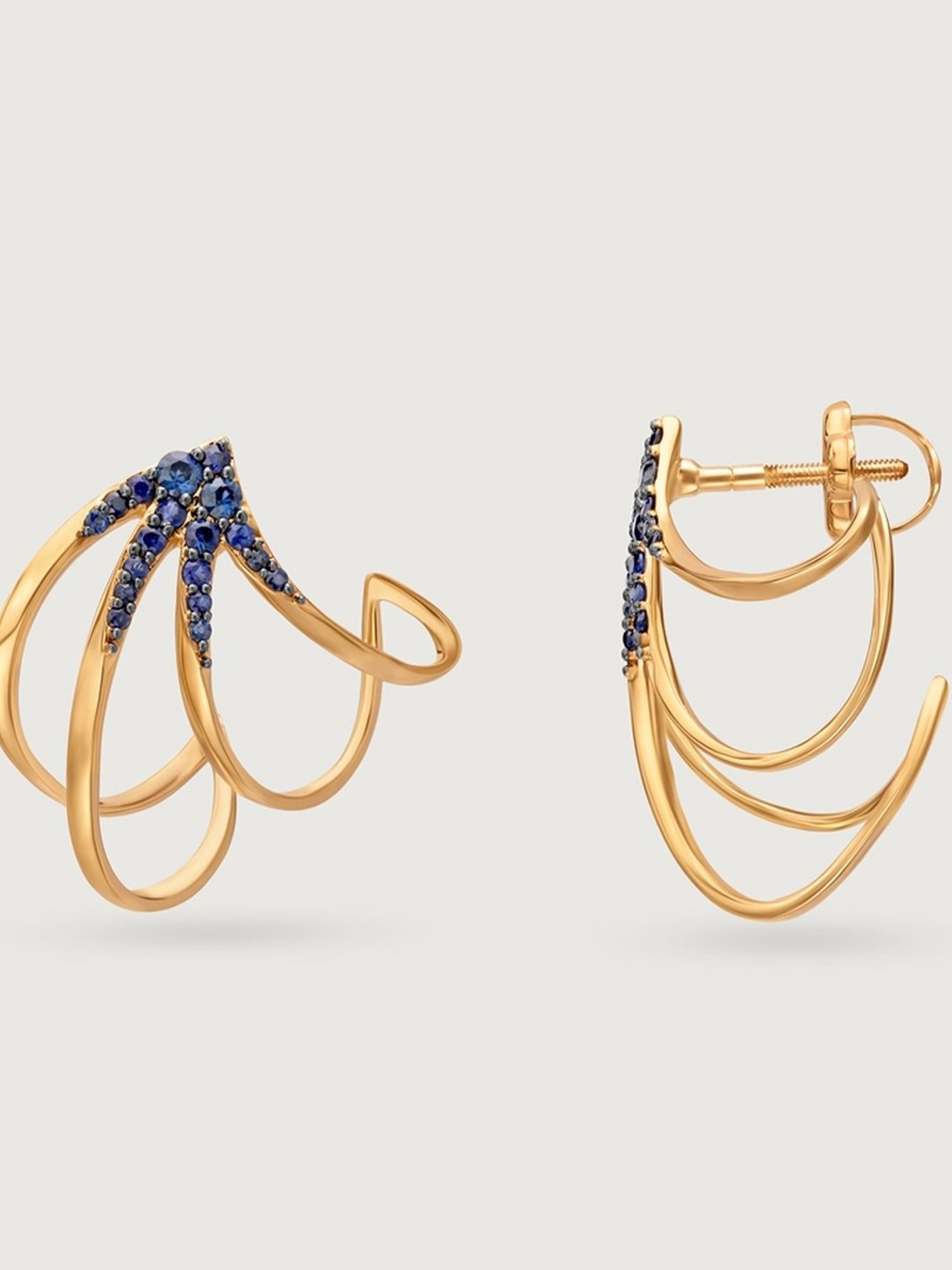 Mia by Tanishq Blue Sapphire Galaxy Trails 14k Gold Hoop Earrings