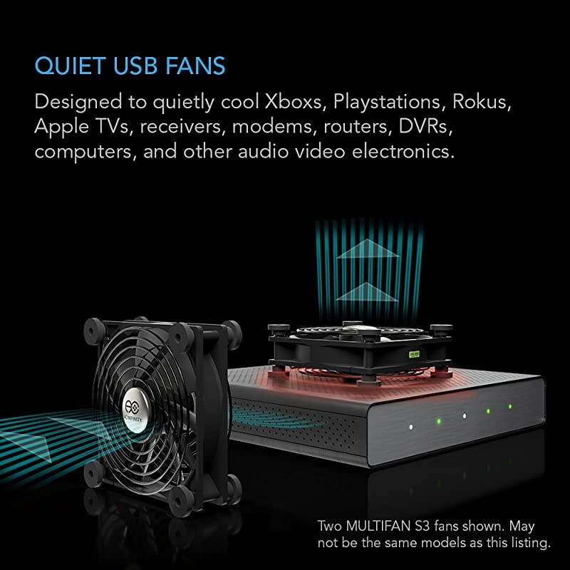 MULTIFAN S7 Quiet Dual 120mm USB Fan ULCertified for Receiver DVR Playstation Xbox Computer Cabinet Cooling
