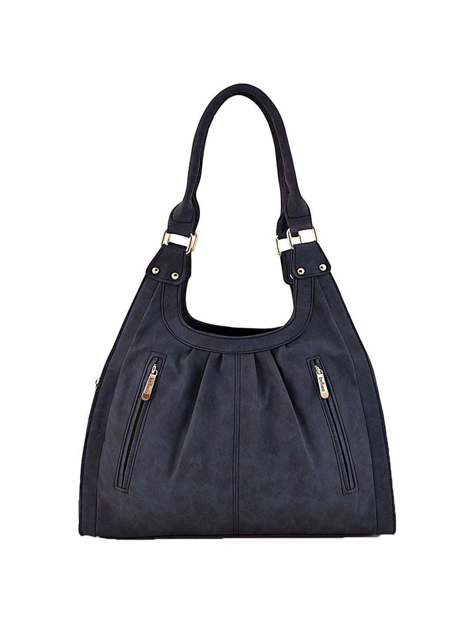 Bellissa Blue PU Textured Hobo Shoulder Handbag
