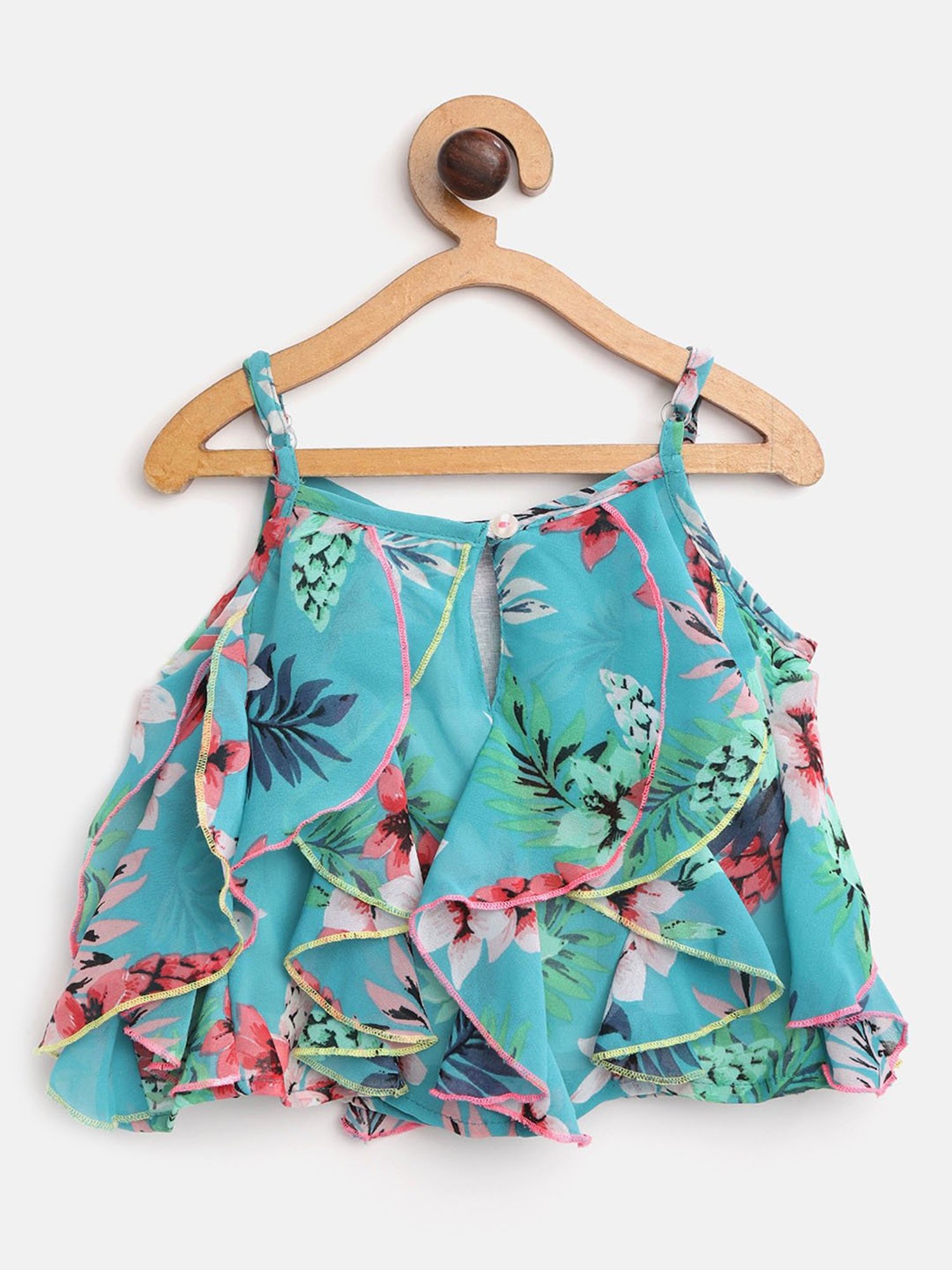Nauti Nati Kids Teal & White Floral Print Top with Shorts