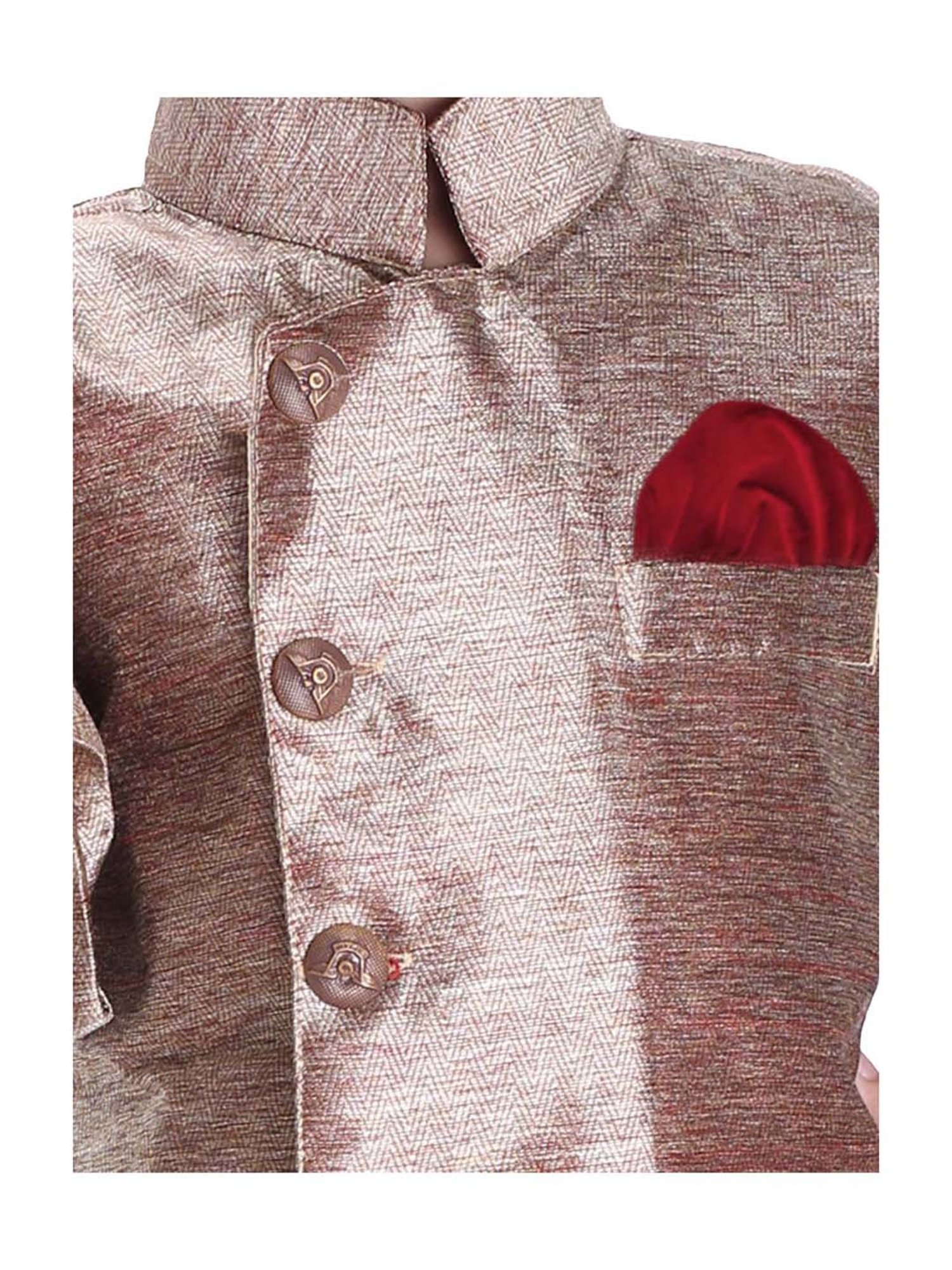 VASTRAMAY Boys Turquoise Floral Full Sleeves Indowestern