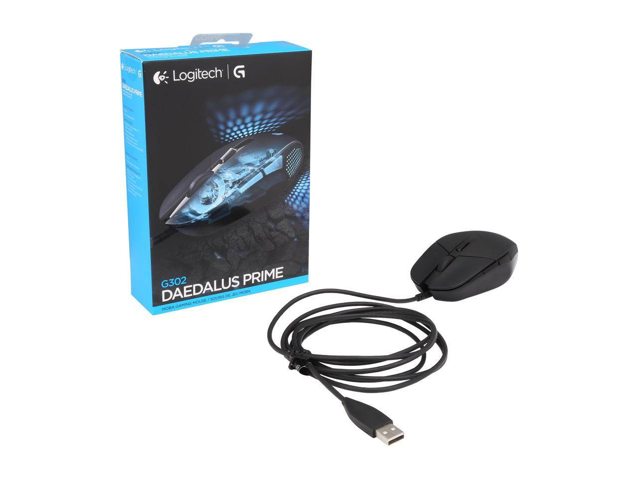 Logitech G302 Daedalus Prime Moba 910-004205 Black 6 Buttons 1 x Wheel USB Wired Delta Zero sensor 4000 dpi Gaming Mouse