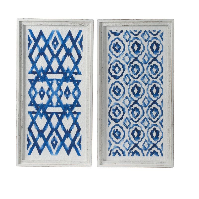 Set of 2 Decorative Wall Decors White/Indigo - A&B Home