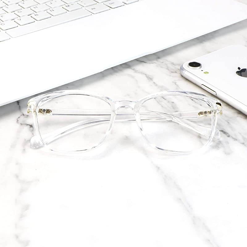 Blue Light Blocking Glasses, Anti Eyestrain, Computer Reading Glasses, Gaming Glasses, TV Glasses for Women Men, Anti Glare (Clear, 6.00 Magnification)