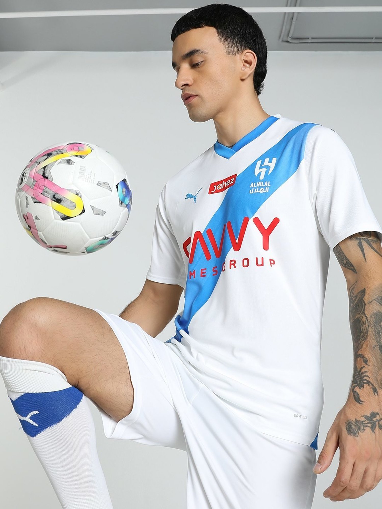 Puma Al Hilal SFC Neymar White-Ignite Blue Regular Fit Printed Sports T-Shirt