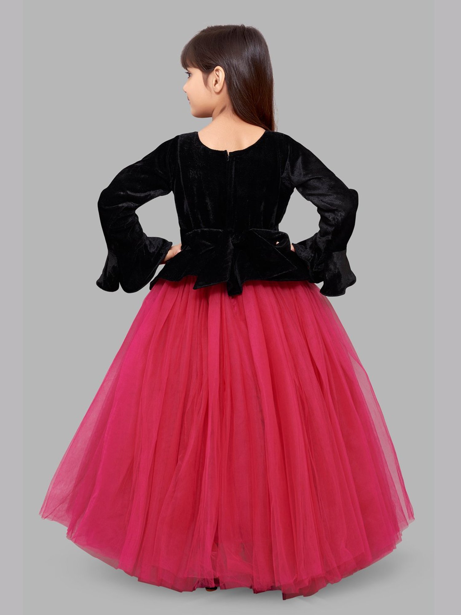 Many Frocks Kids Red Solid Dress