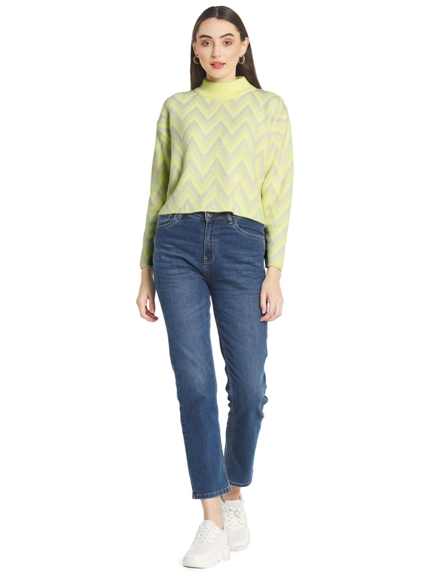 METTLE Yellow & Grey Printed Pullover