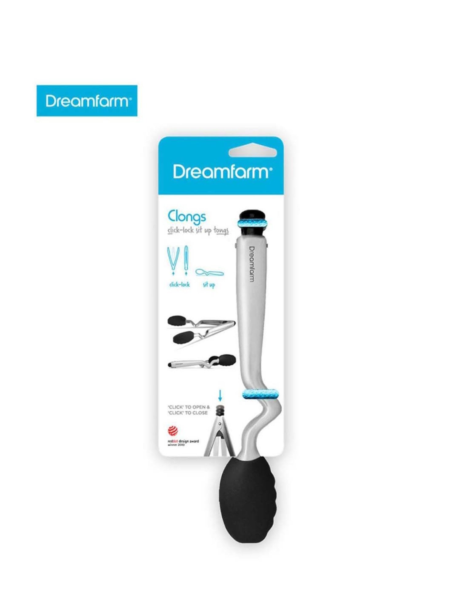 Dreamfarm Black Medium Stainless Steel Tongs With Silicone Heads