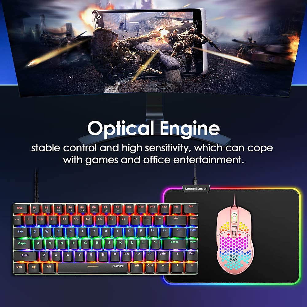 Ergonomic Lightweight Gaming Mouse Wired Honeycomb Hollow RGB Streamer 4000 DPI Programming Optical Sensor Pixert 3325 78G Gaming Mice for PC X-BOX PS4 Gamer