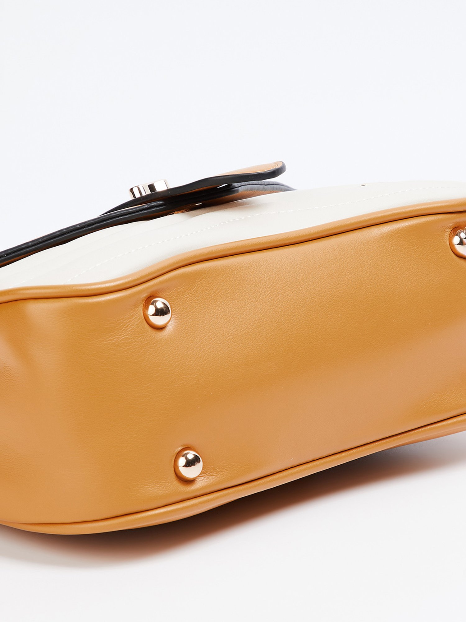 Elle Brown & White Textured Sling Handbag