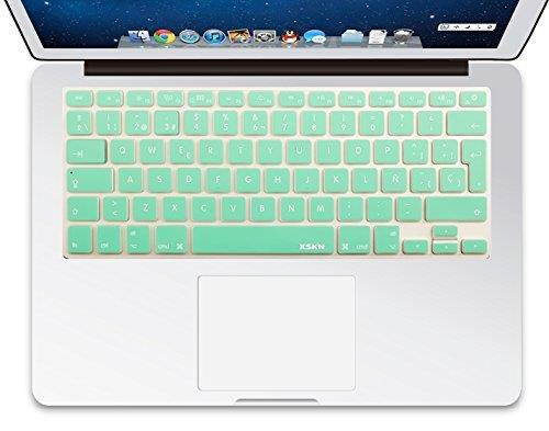 XSKN Spanish Silicone Keyboard Skin Cover for MacBook 13 15 17 inch EU/UK European Keyboard Layout (Mint Green)