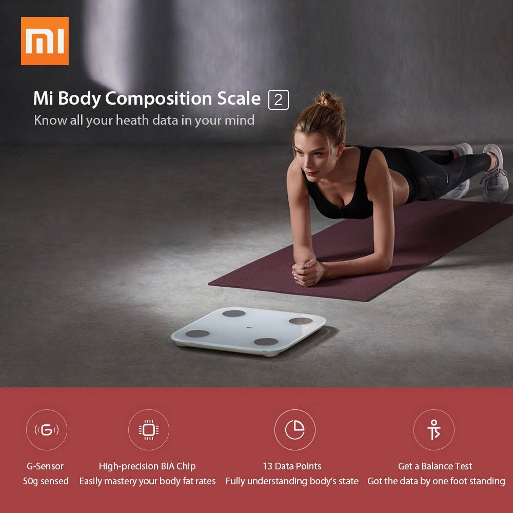 New Xiaomi Mi Body Composition Scale 2 Smart Fat Weight Health Scale BT 5.0 Balance Test 13 Body Date BMI Weight Scale LED Digital Display Mi Fit APP Data Analysis