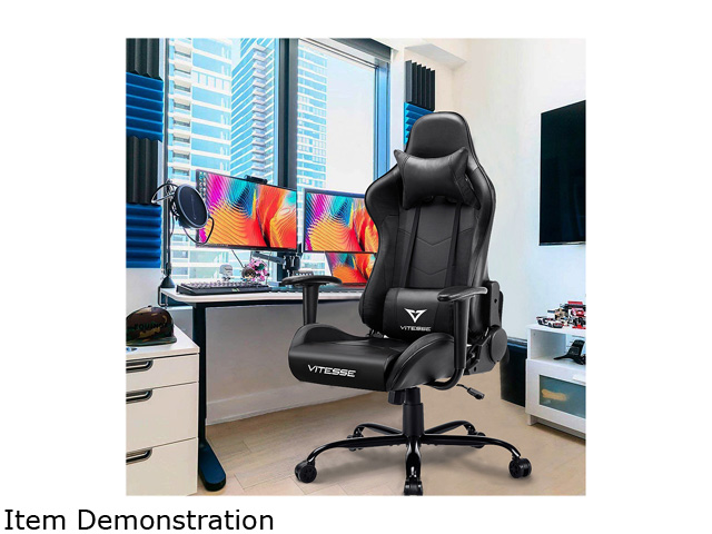 Vitesse Gaming Office Chair with Carbon Fiber Design, High Back Racing Style Seat, Swivel, Lumbar Support and Headrest(Red)