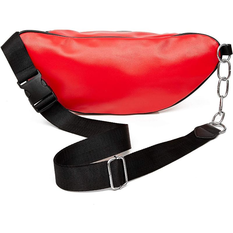Red Fanny Pack with Adjustable Strap 33-52 In in Faux Leather, Plus Size (Unisex)