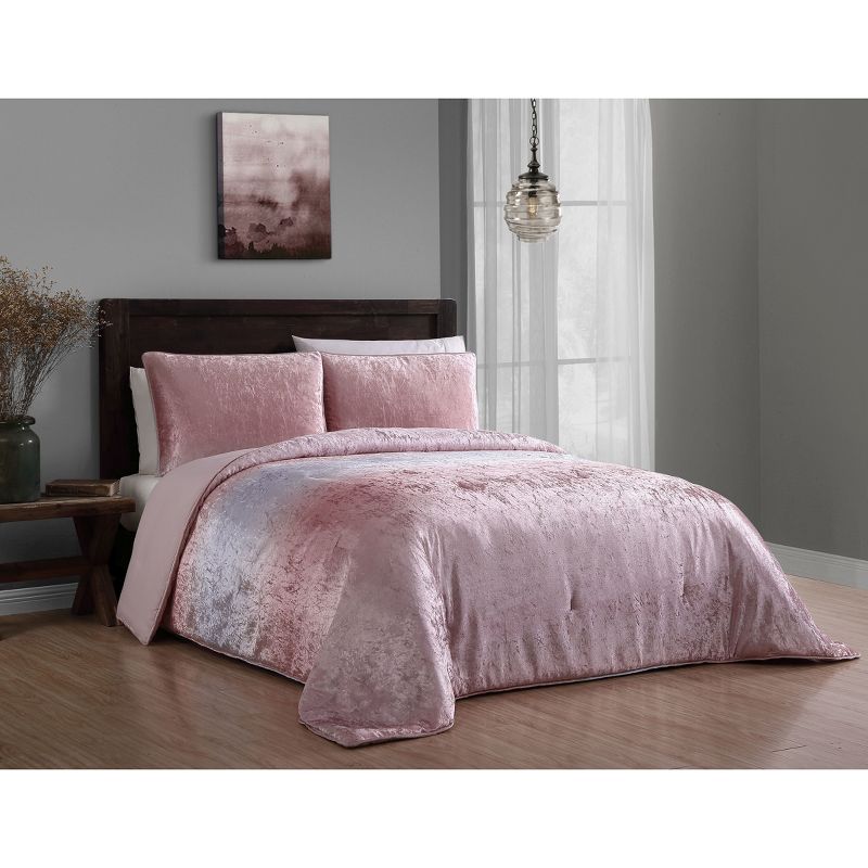 3pc King Bradshaw Velvet Comforter Set Blush - Geneva Home Fashion
