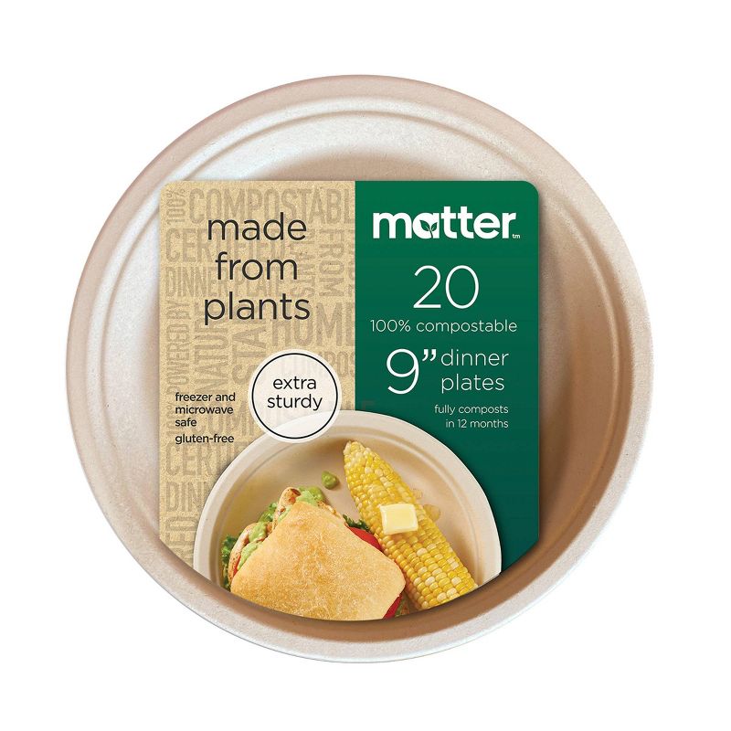 Matter 100% Compostable Fiber Dinner Plates - 9" - 20ct