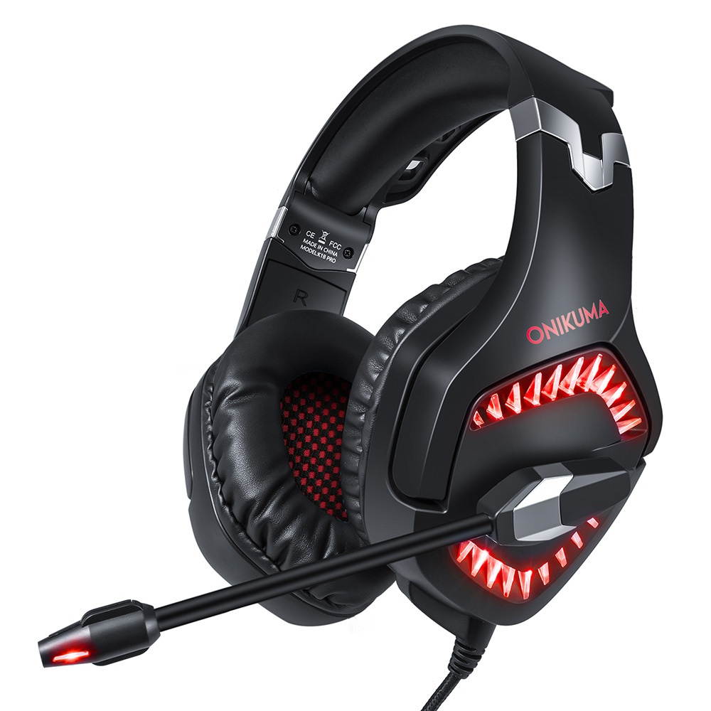 ONIKUMA K1B PRO Wired Gaming Headset with 50mm Driver Unit 3D Surround Stereo Sound Noise Reduction Mic USB+3.5mm Ports Red