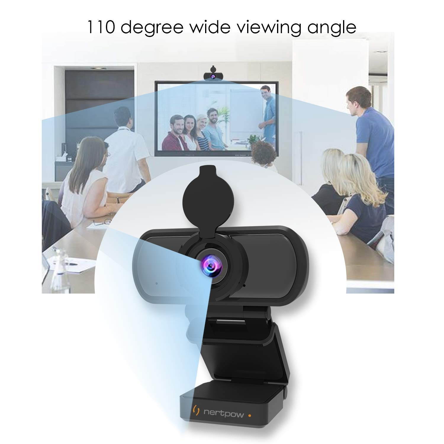 1080P Webcam, NP HD PC Webcam USB Mini Computer Camera Built-in Microphone, Flexible Rotatable Clip, for Laptops, Desktop and Gaming, Black