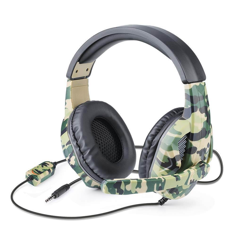 Gaming Headset with Microphone 3.5mm Plug Headphone for PS4 Nintendo Switch Playstation 4 Xbox One Computer Laptop iPad Surface Smartphone - Camouflage