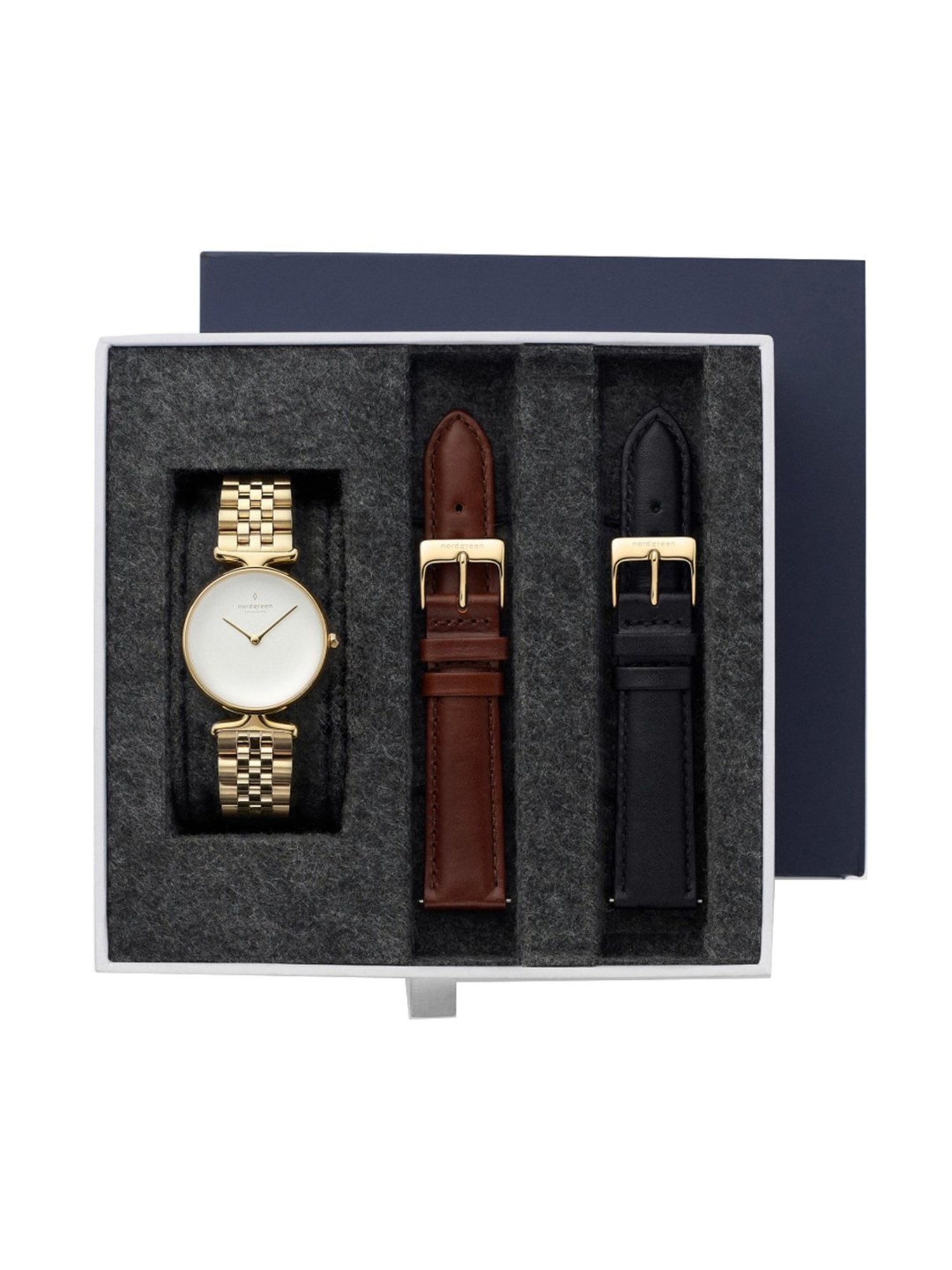 Nordgreen UN32GOXX5LGOLEBLLEBR Unika Analog Watch for Women with Strap Set Combo