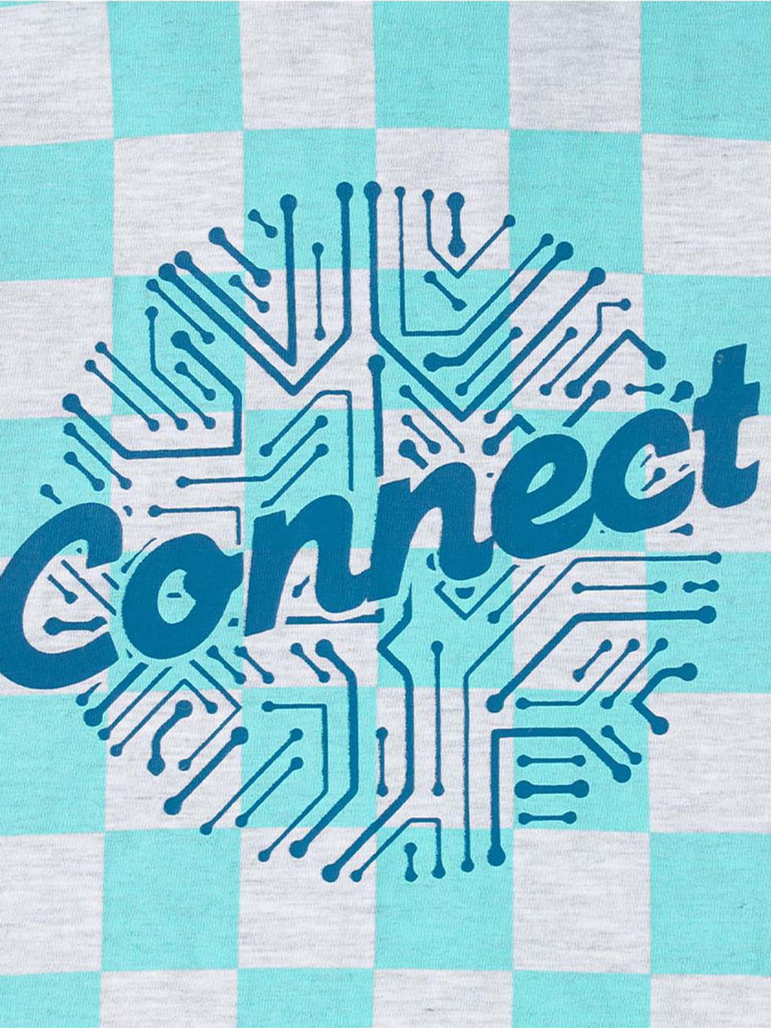 Edheads Kids Blue & Grey Cotton Chequered T-Shirt