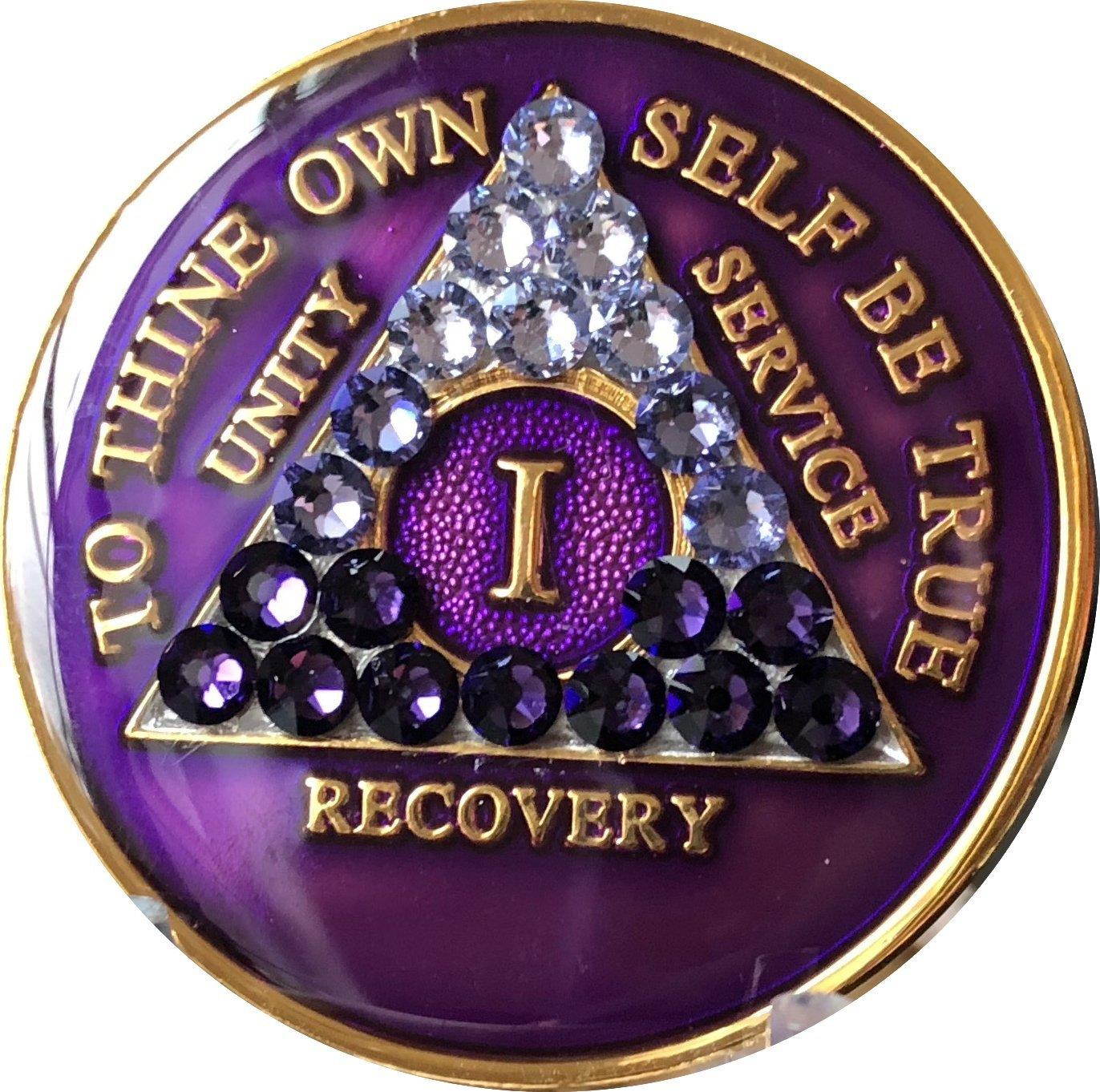 1 Year AA Medallion Purple Tri-Plate Transition Swarovski Crystal Chip