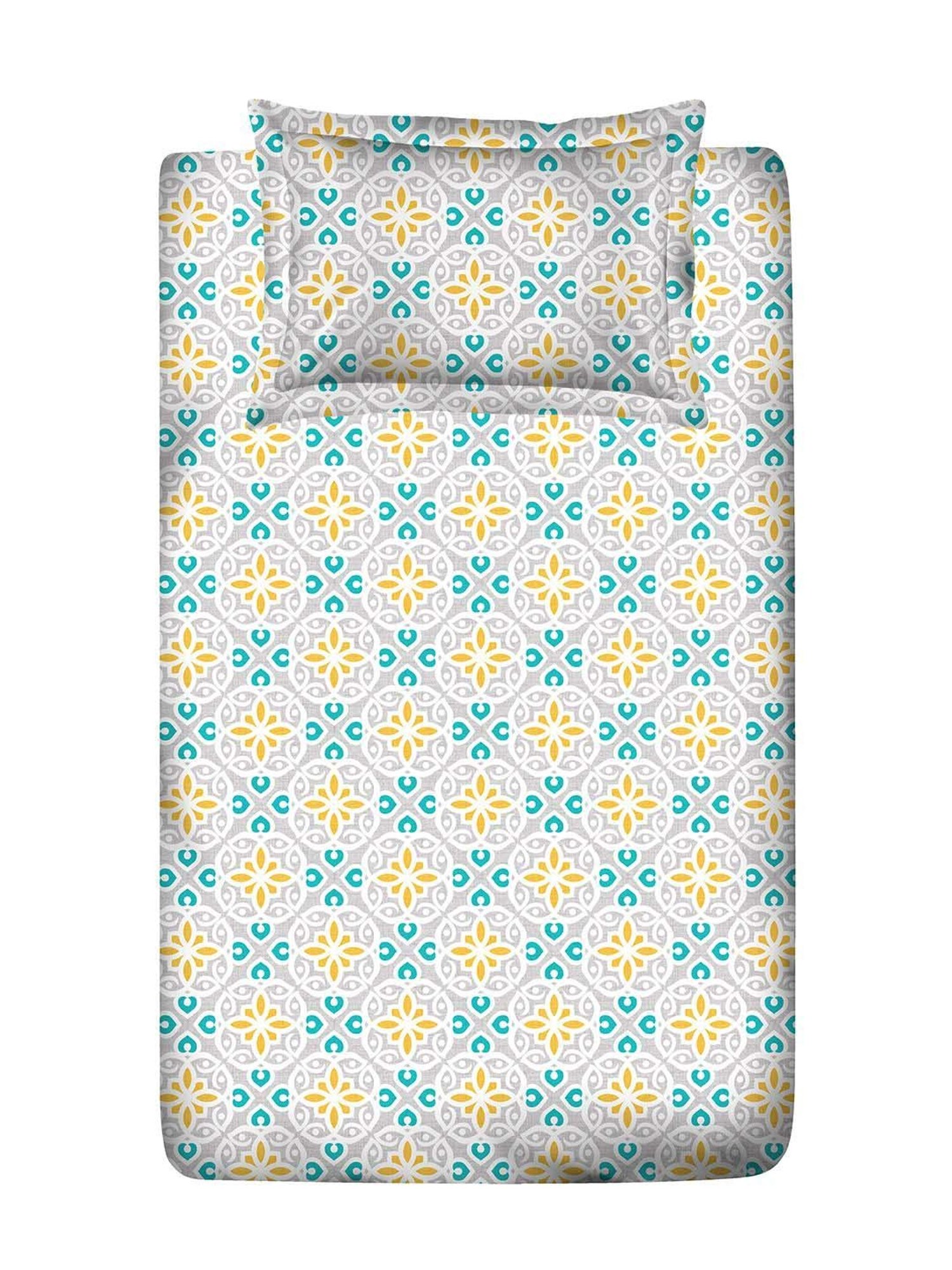 Layers Cotton Plus Grey Cotton Blend 120 TC Single Size Bed Sheet with Pillow Cover