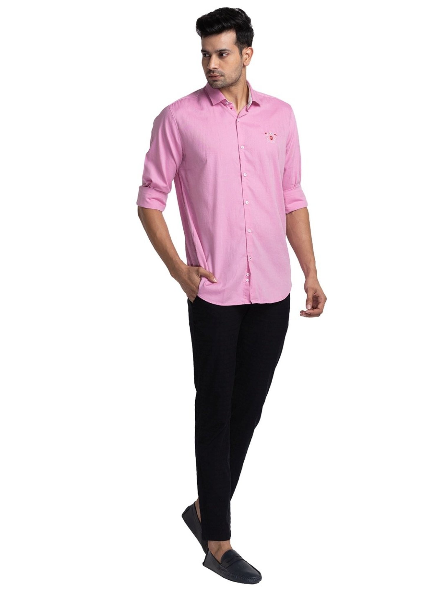 Raymond Medium Red Cotton Regular Fit Shirt