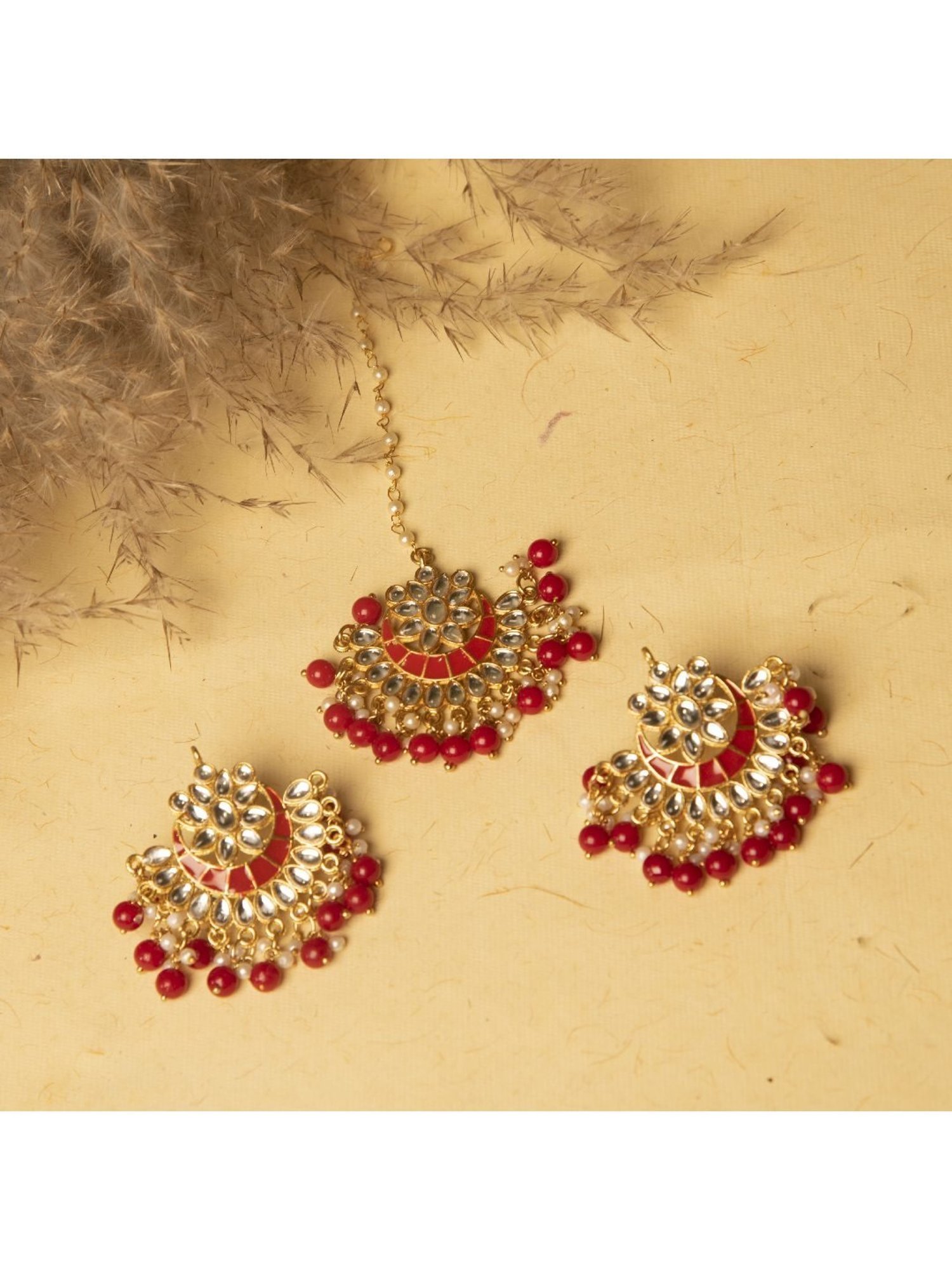 Jewelz Stylish Earring & Maang Tikka for womens & Girls