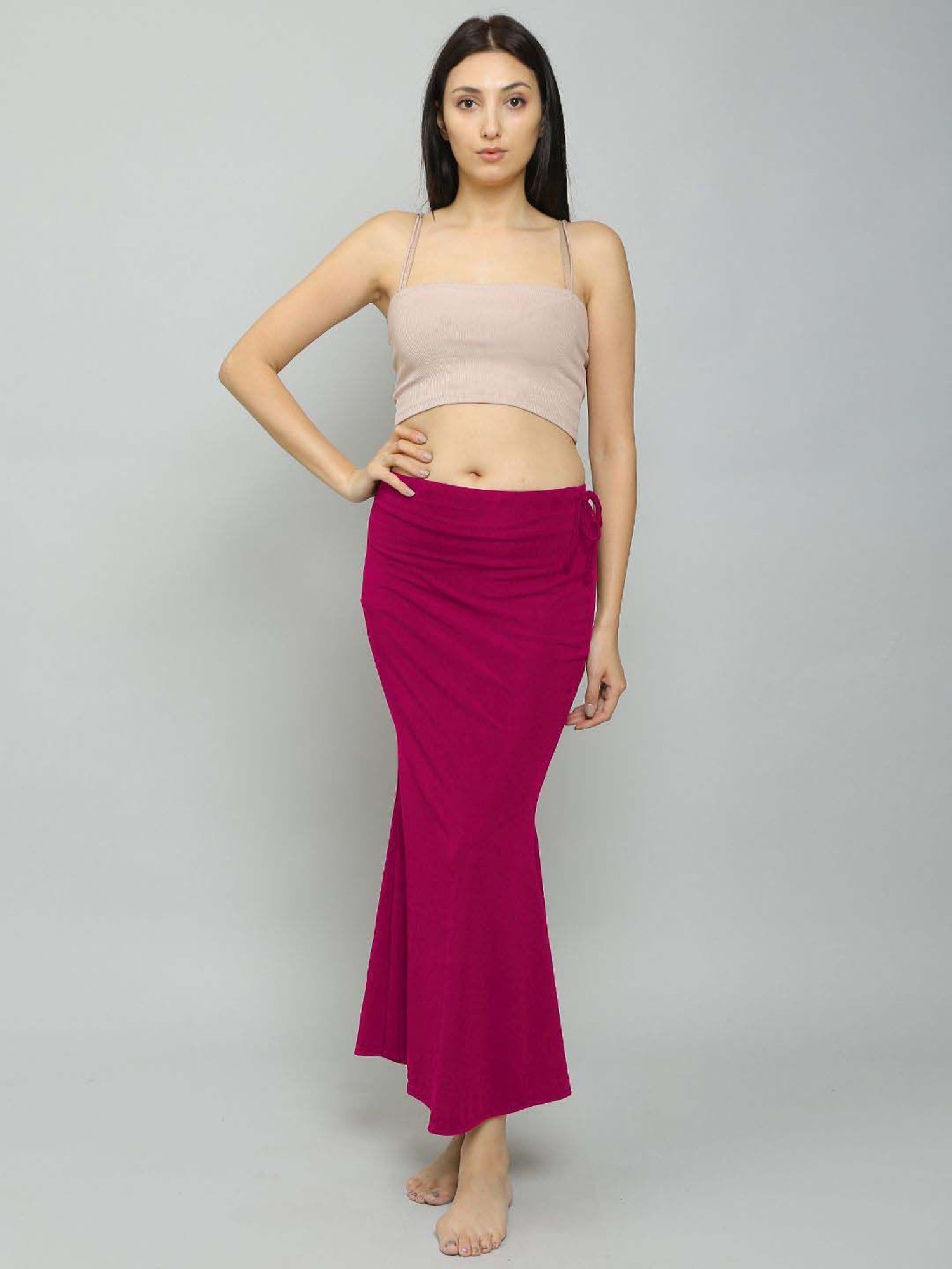 N-Gal Black & Pink Plain Saree Shapewear - Pack Of 2