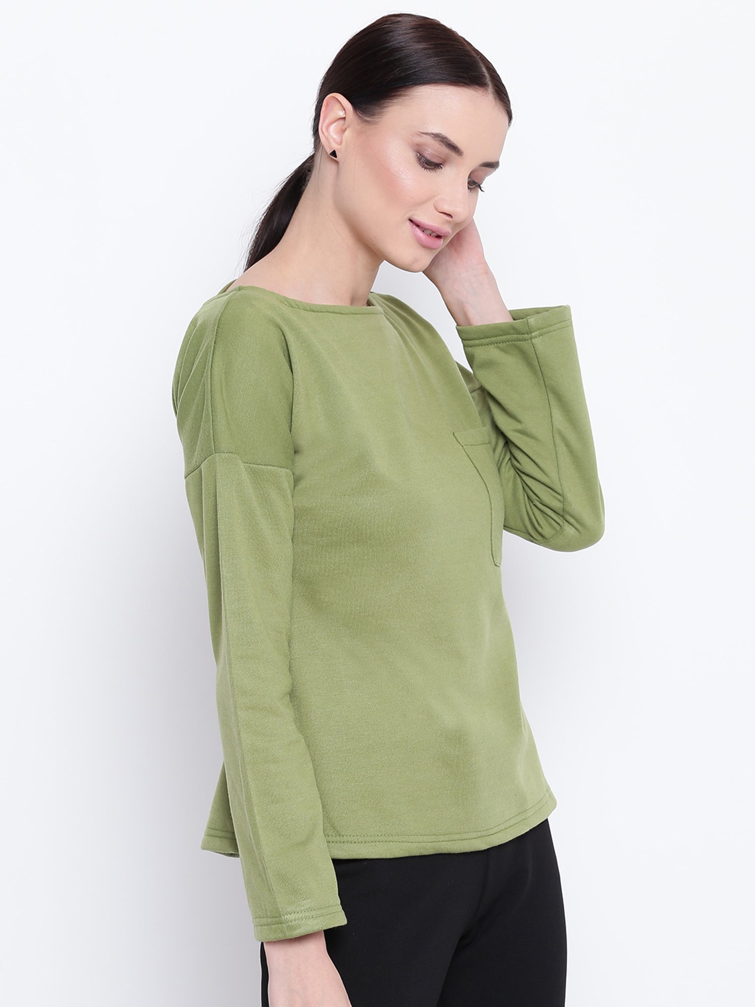 Belle Fille Green Full Sleeves Sweatshirt