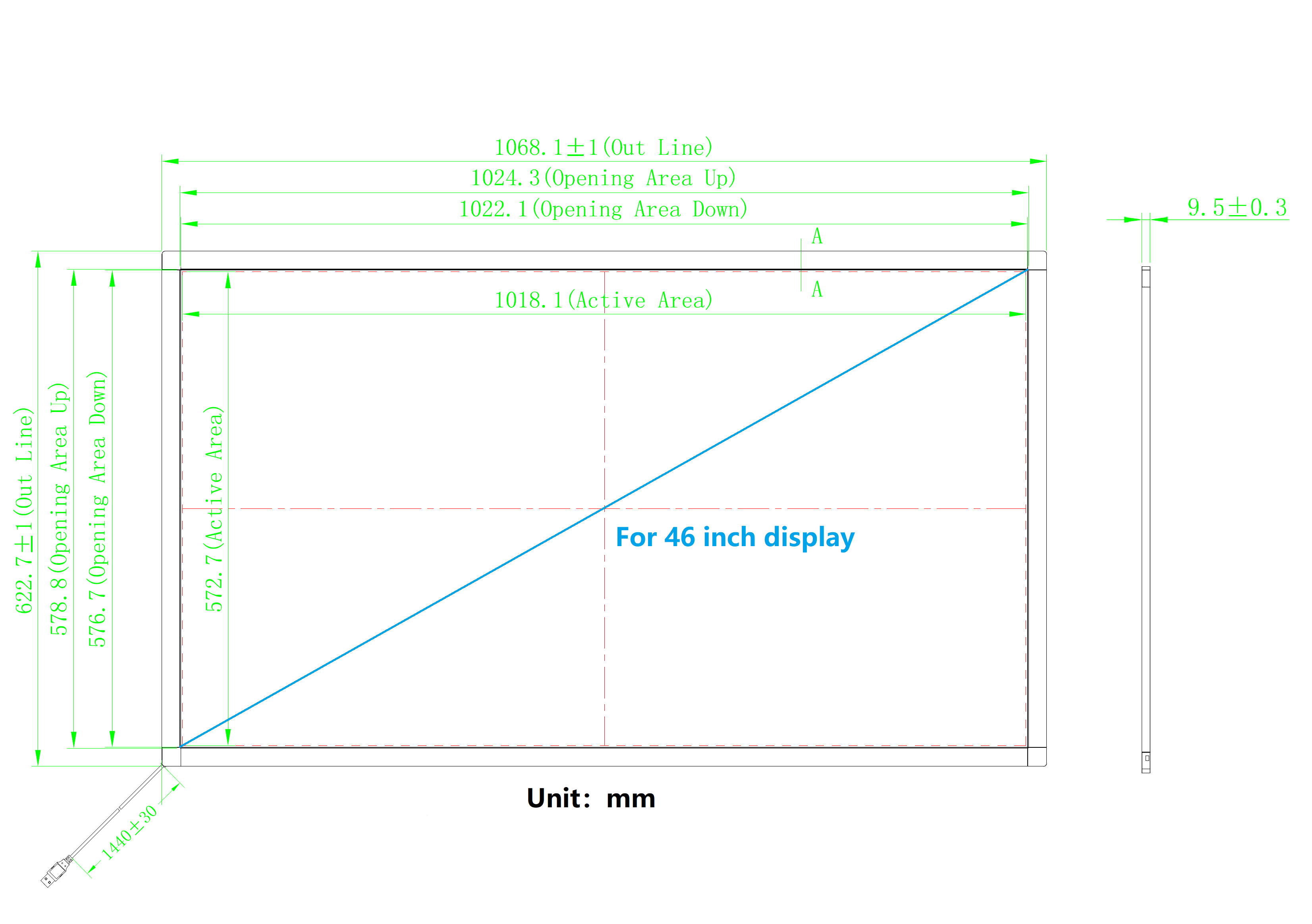 46 Inch 10 Points Infrared IR Multi Touch Screen Overlay Frame Panel USB Free Driver