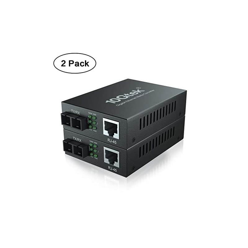 Ethernet Media Converter Single Mode Dual SC Fiber 1000BaseLX to 101001000BaseTx up to 20km Pack of 2