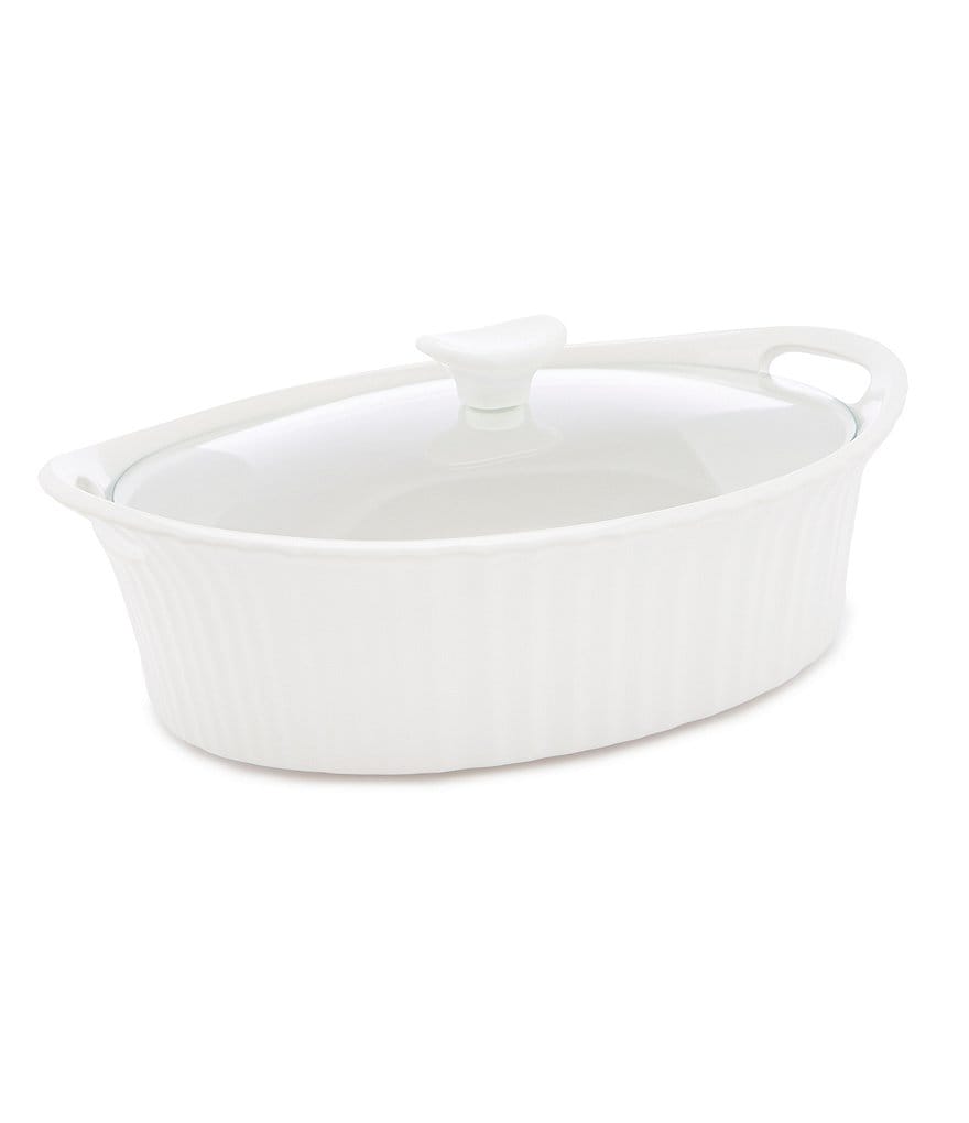CorningWare French White 2.5-Quart Oval Casserole w/ Glass Lid