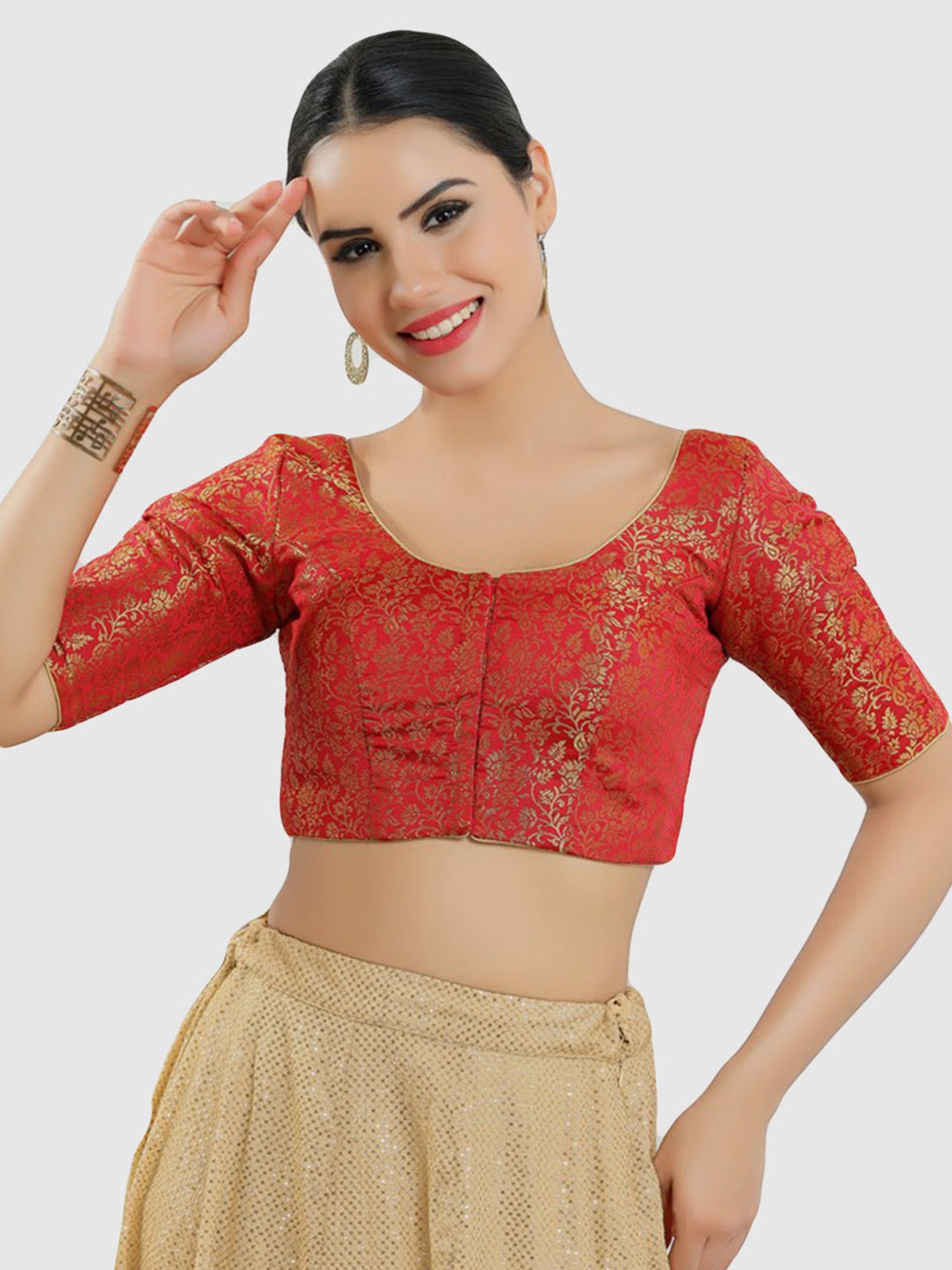 Salwar Studio Red Embellished Blouse
