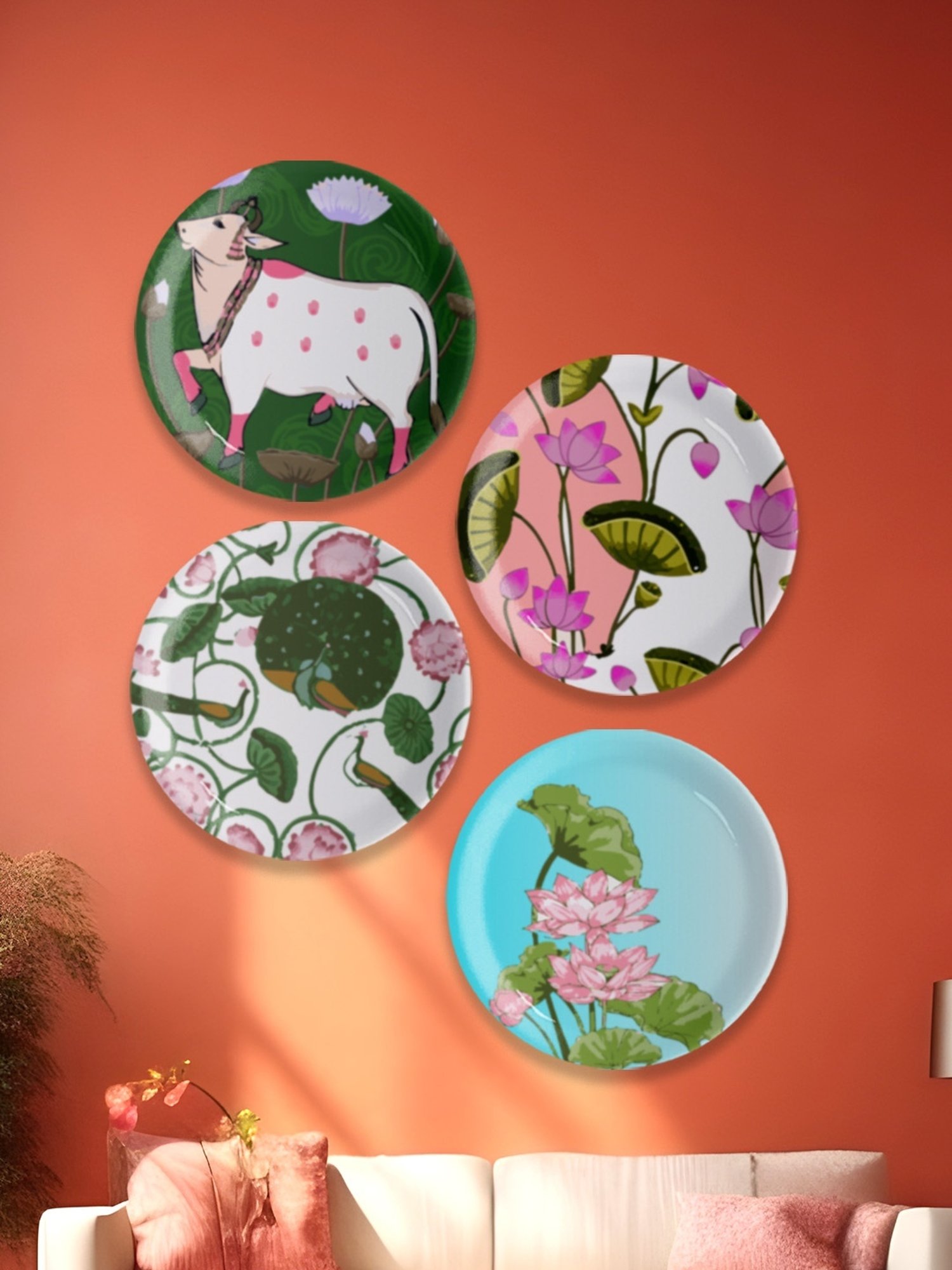 Nestroots Pichwai Print Multicolor Porcelain Wall Plate