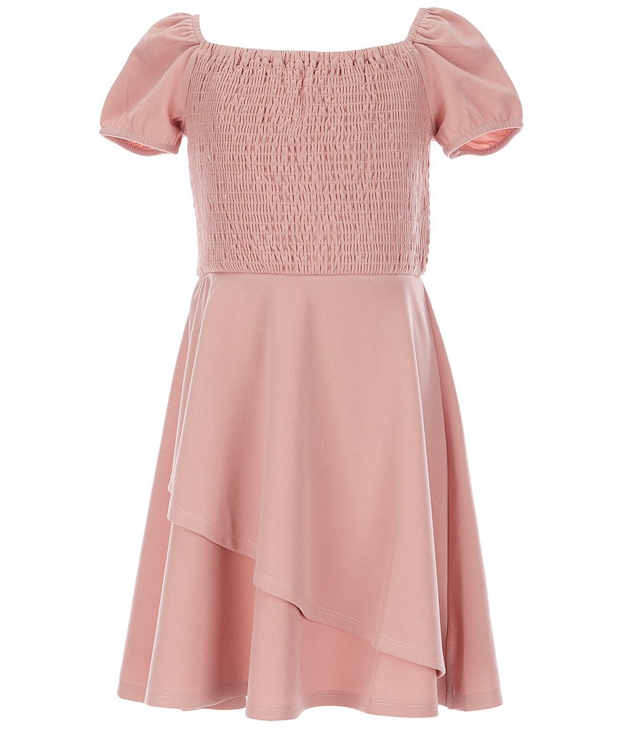 Honey and Rosie Big Girls 7-16 Smocked Asymmetrical Two-Tiered Fit-And-Flare Dress
