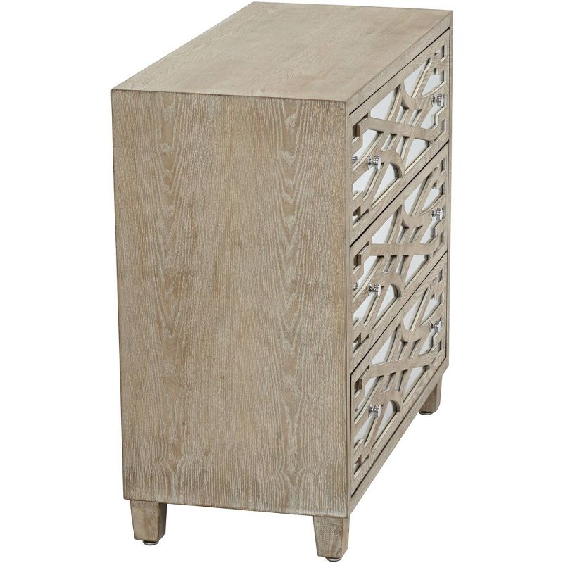 55 Downing Street Rowan 34" Wide Mirrored and Whitewash 3-Drawer Accent Chest
