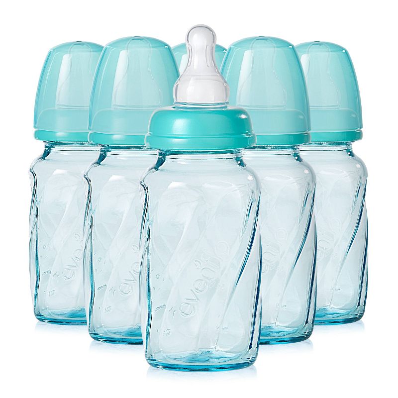 Evenflo Vented + Glass Bottle - Teal 4oz 6pk