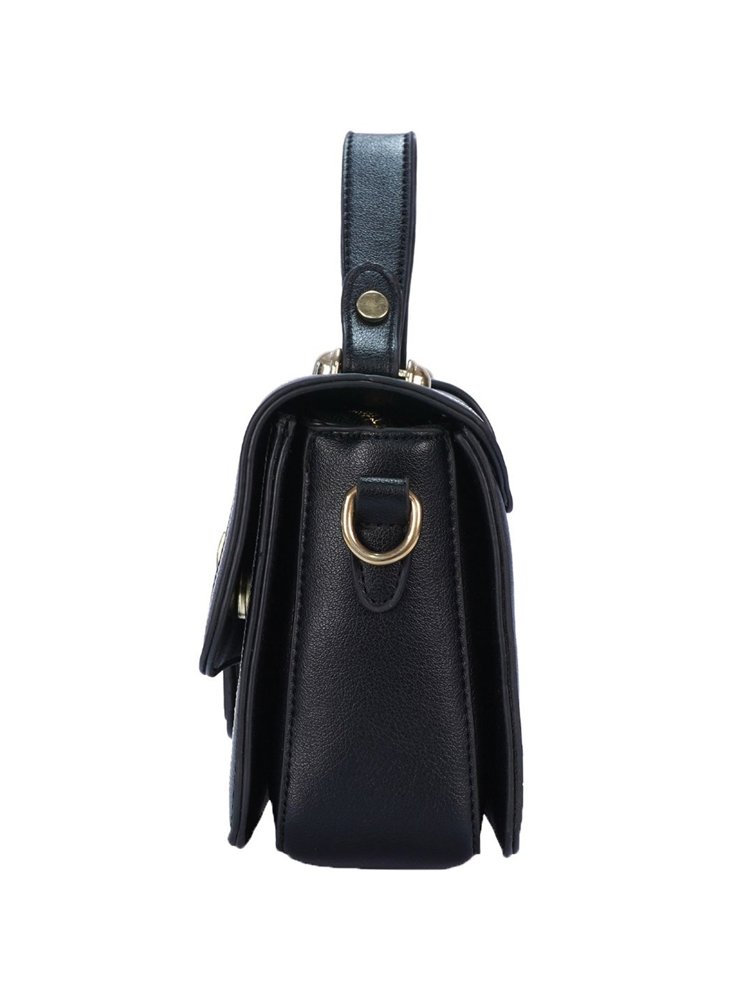 Luvoksi Black Textured Medium Satchel Handbag