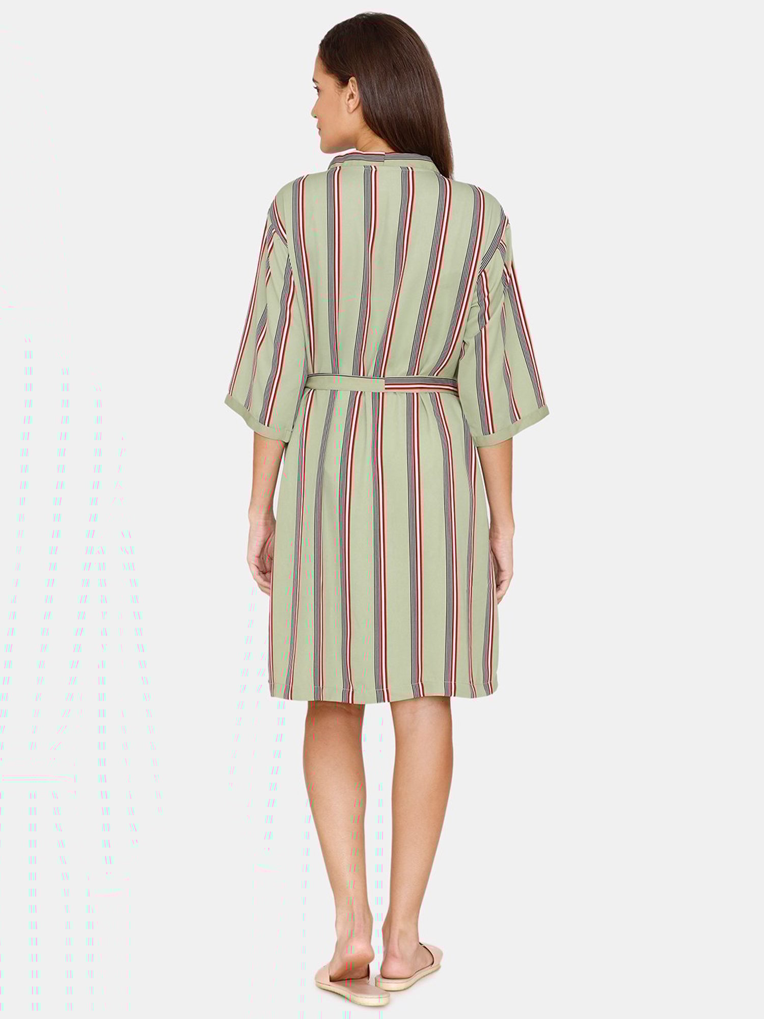 Coucou by Zivame Green Striped Robe