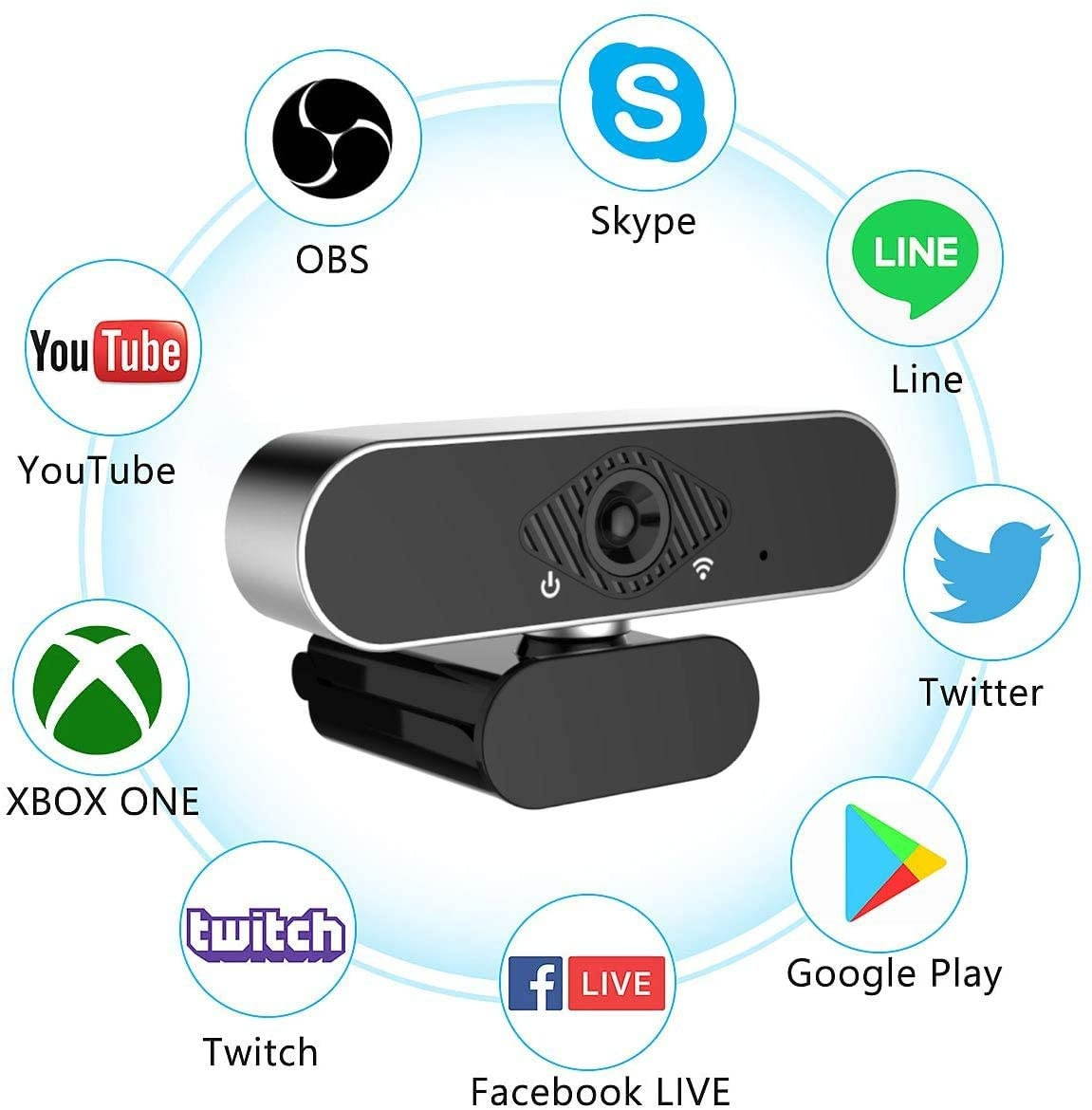 Webcam with Microphone, 1080P HD Webcam Streaming Computer Web Camera -USB Wide Angle Computer Camera for Mac YouTube Skype OBS Laptop Desktop Webcam for Video Calling Gaming Recording Conferencing